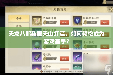 天龙八部私服天山打造，如何轻松成为游戏高手？