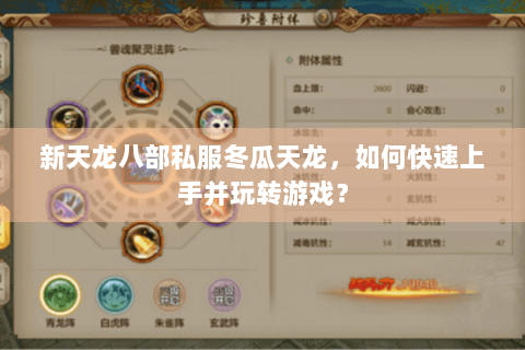 新天龙八部私服冬瓜天龙，如何快速上手并玩转游戏？