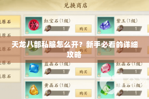 天龙八部私服怎么开？新手必看的详细攻略