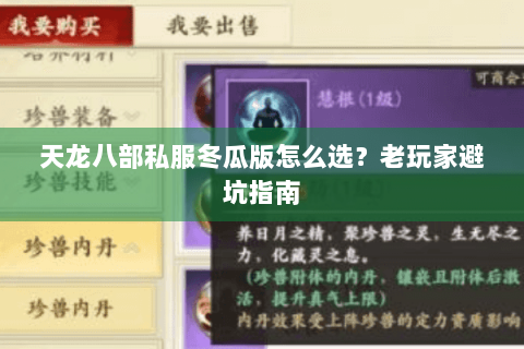 天龙八部私服冬瓜版怎么选？老玩家避坑指南