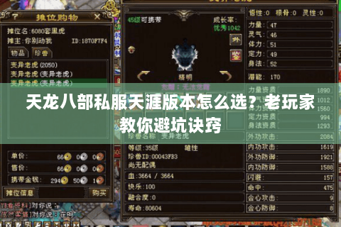 天龙八部私服天涯版本怎么选?老玩家教你避坑诀窍 天龙八部私服天涯版本怎么选?老玩家教你避坑诀窍
