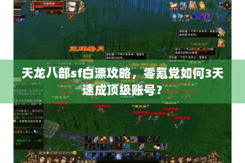 天龙八部sf白漂攻略,零氪党如何3天速成顶级账号? 天龙八部sf白漂攻略,零氪党如何3天速成顶级账号?
