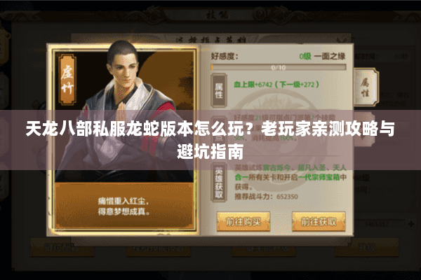 天龙八部私服龙蛇版本怎么玩？老玩家亲测攻略与避坑指南