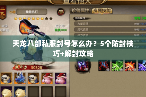 天龙八部私服封号怎么办?5个防封技巧+解封攻略 天龙八部私服封号怎么办?5个防封技巧+解封攻略