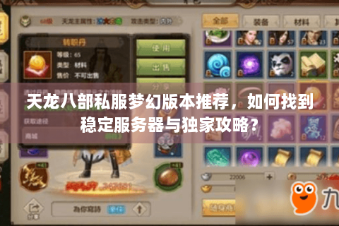 天龙八部私服梦幻版本推荐，如何找到稳定服务器与独家攻略？