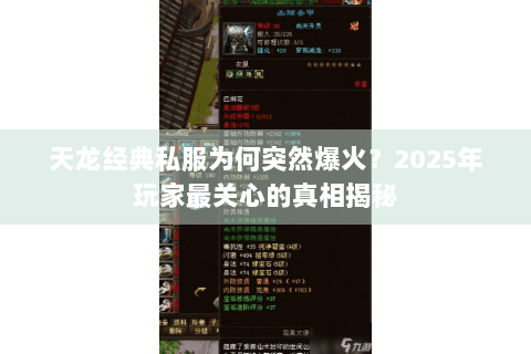 天龙经典私服为何突然爆火？2025年玩家最关心的真相揭秘