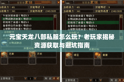 元宝天龙八部私服怎么玩?老玩家揭秘资源获取与避坑指南 元宝天龙八部私服怎么玩?老玩家揭秘资源获取与避坑指南