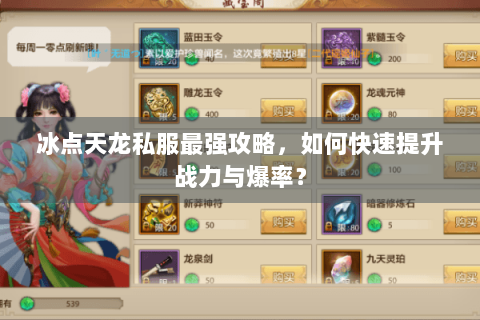 冰点天龙私服最强攻略，如何快速提升战力与爆率？