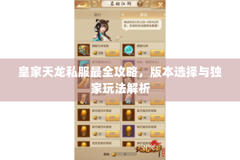 皇家天龙私服最全攻略,版本选择与独家玩法解析 皇家天龙私服最全攻略,版本选择与独家玩法解析