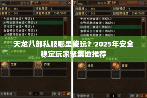 天龙八部私服哪里能玩？2025年安全稳定玩家聚集地推荐