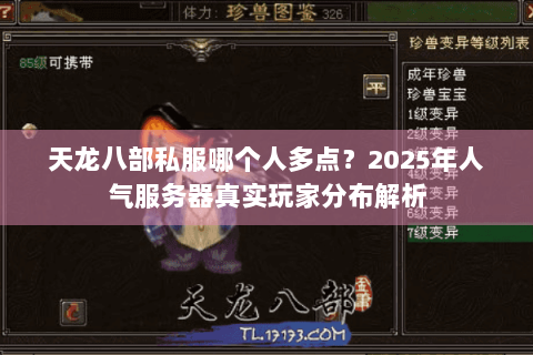 天龙八部私服哪个人多点？2025年人气服务器真实玩家分布解析
