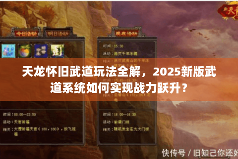 天龙怀旧武道玩法全解，2025新版武道系统如何实现战力跃升？