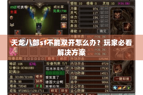 天龙八部sf不能双开怎么办？玩家必看解决方案
