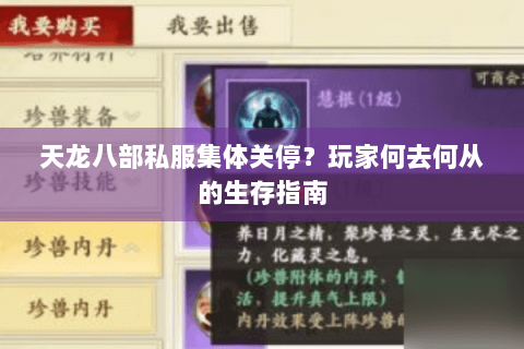 天龙八部私服集体关停?玩家何去何从的生存指南 天龙八部私服集体关停?玩家何去何从的生存指南