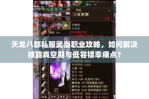 天龙八部私服武当职业攻略，如何解决技能真空期与低容错率痛点？