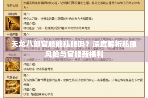 天龙八部官服能私服吗？深度解析私服风险与官服新福利