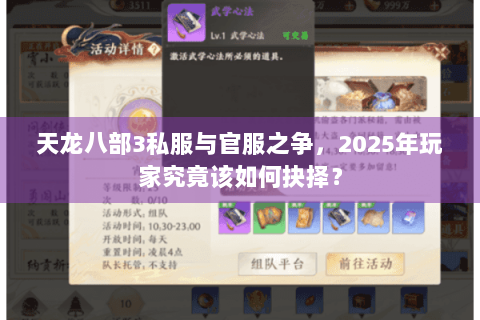 天龙八部3私服与官服之争,2025年玩家究竟该如何抉择? 天龙八部3私服与官服之争,2025年玩家究竟该如何抉择?