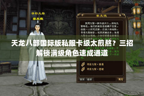 天龙八部国际版私服卡级太煎熬？三招解锁满级角色速成通道