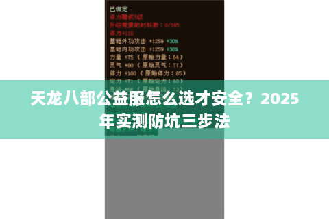 天龙八部公益服怎么选才安全?2025年实测防坑三步法 天龙八部公益服怎么选才安全?2025年实测防坑三步法