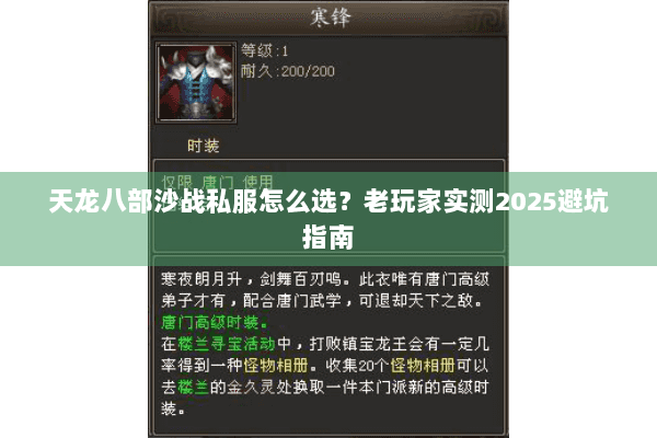 天龙八部沙战私服怎么选？老玩家实测2025避坑指南