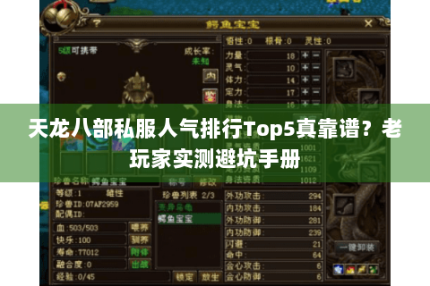 天龙八部私服人气排行Top5真靠谱？老玩家实测避坑手册