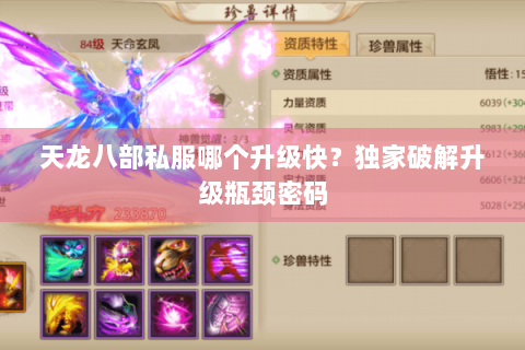 天龙八部私服哪个升级快?独家破解升级瓶颈密码 天龙八部私服哪个升级快?独家破解升级瓶颈密码