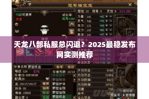 天龙八部私服总闪退?2025最稳发布网实测推荐 天龙八部私服总闪退?2025最稳发布网实测推荐