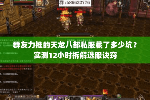 群友力推的天龙八部私服藏了多少坑?实测12小时拆解选服诀窍 群友力推的天龙八部私服藏了多少坑?实测12小时拆解选服诀窍