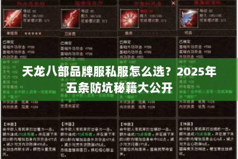 天龙八部品牌服私服怎么选?2025年五条防坑秘籍大公开 天龙八部品牌服私服怎么选?2025年五条防坑秘籍大公开