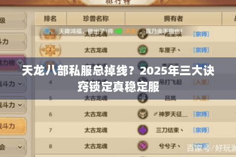 天龙八部私服总掉线?2025年三大诀窍锁定真稳定服 天龙八部私服总掉线?2025年三大诀窍锁定真稳定服