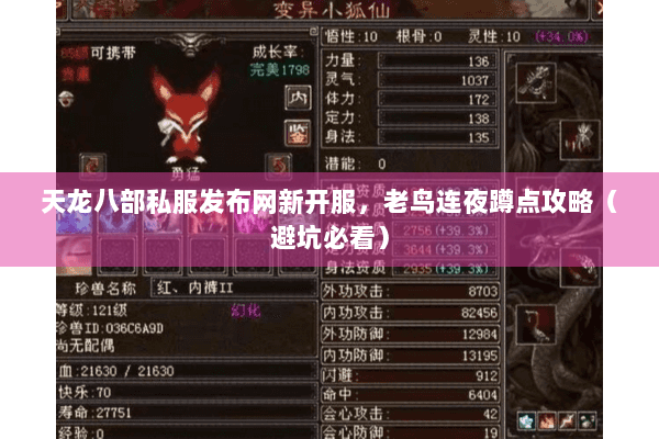 天龙八部私服发布网新开服，老鸟连夜蹲点攻略（避坑必看）