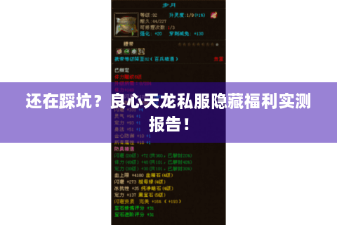 还在踩坑?良心天龙私服隐藏福利实测报告! 还在踩坑?良心天龙私服隐藏福利实测报告!