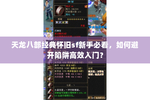 天龙八部经典怀旧sf新手必看，如何避开陷阱高效入门？