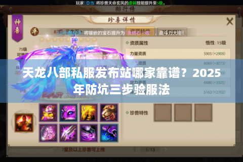 天龙八部私服发布站哪家靠谱？2025年防坑三步验服法