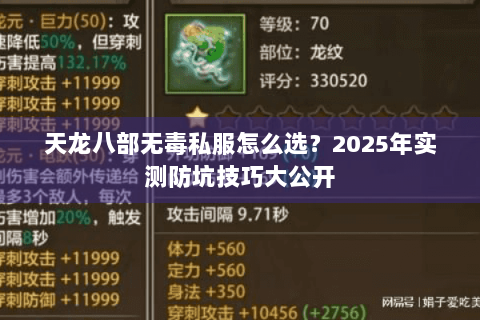 天龙八部无毒私服怎么选?2025年实测防坑技巧大公开 天龙八部无毒私服怎么选?2025年实测防坑技巧大公开