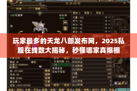 玩家最多的天龙八部发布网，2025私服在线数大揭秘，秒懂哪家真爆棚