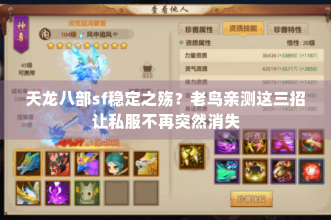 天龙八部sf稳定之殇?老鸟亲测这三招让私服不再突然消失 天龙八部sf稳定之殇?老鸟亲测这三招让私服不再突然消失