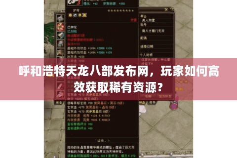 呼和浩特天龙八部发布网,玩家如何高效获取稀有资源? 呼和浩特天龙八部发布网,玩家如何高效获取稀有资源?