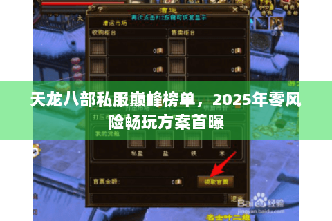 天龙八部私服巅峰榜单，2025年零风险畅玩方案首曝