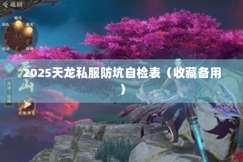 2025天龙私服防坑自检表(收藏备用) 2025天龙私服防坑自检表(收藏备用)