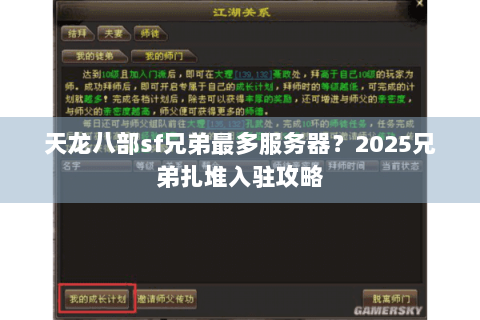 天龙八部sf兄弟最多服务器？2025兄弟扎堆入驻攻略