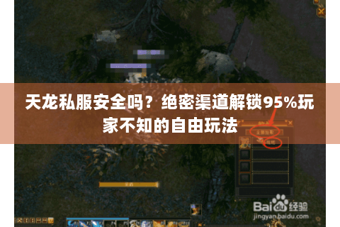 天龙私服安全吗？绝密渠道解锁95%玩家不知的自由玩法