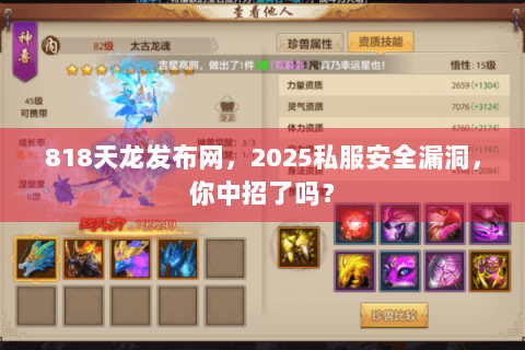 818天龙发布网，2025私服安全漏洞，你中招了吗？