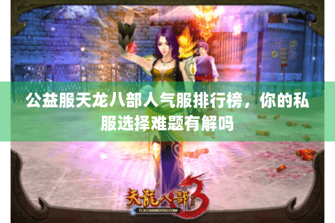 公益服天龙八部人气服排行榜，你的私服选择难题有解吗