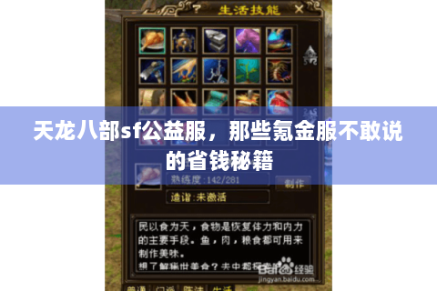天龙八部sf公益服，那些氪金服不敢说的省钱秘籍