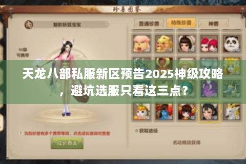 天龙八部私服新区预告2025神级攻略，避坑选服只看这三点？