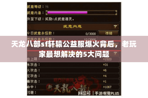 天龙八部sf轩辕公益服爆火背后，老玩家最想解决的5大问题