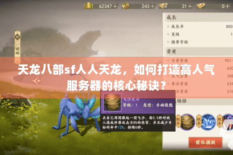 天龙八部sf人人天龙，如何打造高人气服务器的核心秘诀？