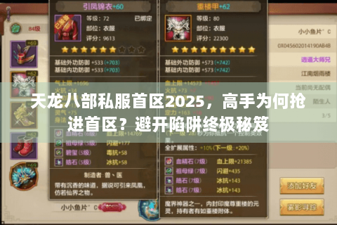天龙八部私服首区2025，高手为何抢进首区？避开陷阱终极秘笈