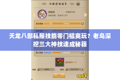 天龙八部私服技能零门槛爽玩?老鸟深挖三大神技速成秘籍 天龙八部私服技能零门槛爽玩?老鸟深挖三大神技速成秘籍